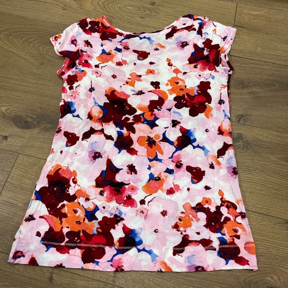 Simply Vera Wang Pink Floral Soft Lightweight Short Sleeve T-Shirt Medium - Picture 7 of 8